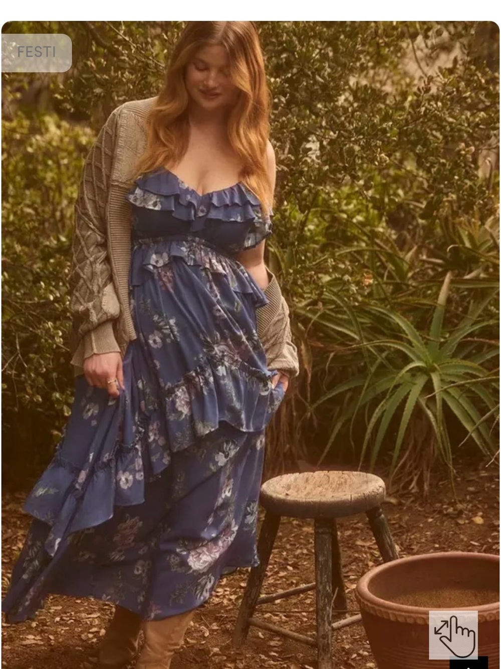 torrid Floral Ruffled Maxi Dress Divine Diana Floral Navy NWOT SIZE 00 /Fit14-16 - Picture 5 of 12